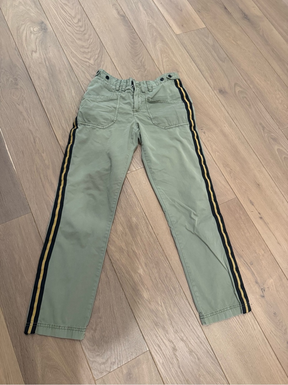 Zadig & Voltaire Olive Green Chinos with Black & GoldStripes - Euro size 36